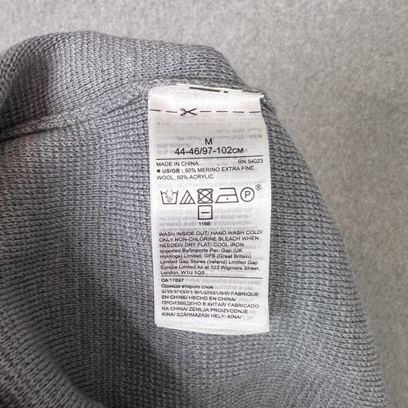 Banana Republic Sweater Men's Size M Grey Color Block Merino Wool Blend Crewneck - Picture 7 of 7